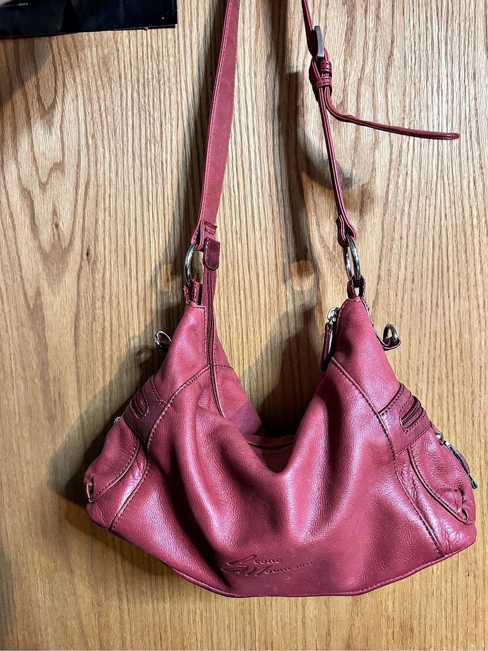 Stone Mountain Leather-Look Shoulder Bag in red